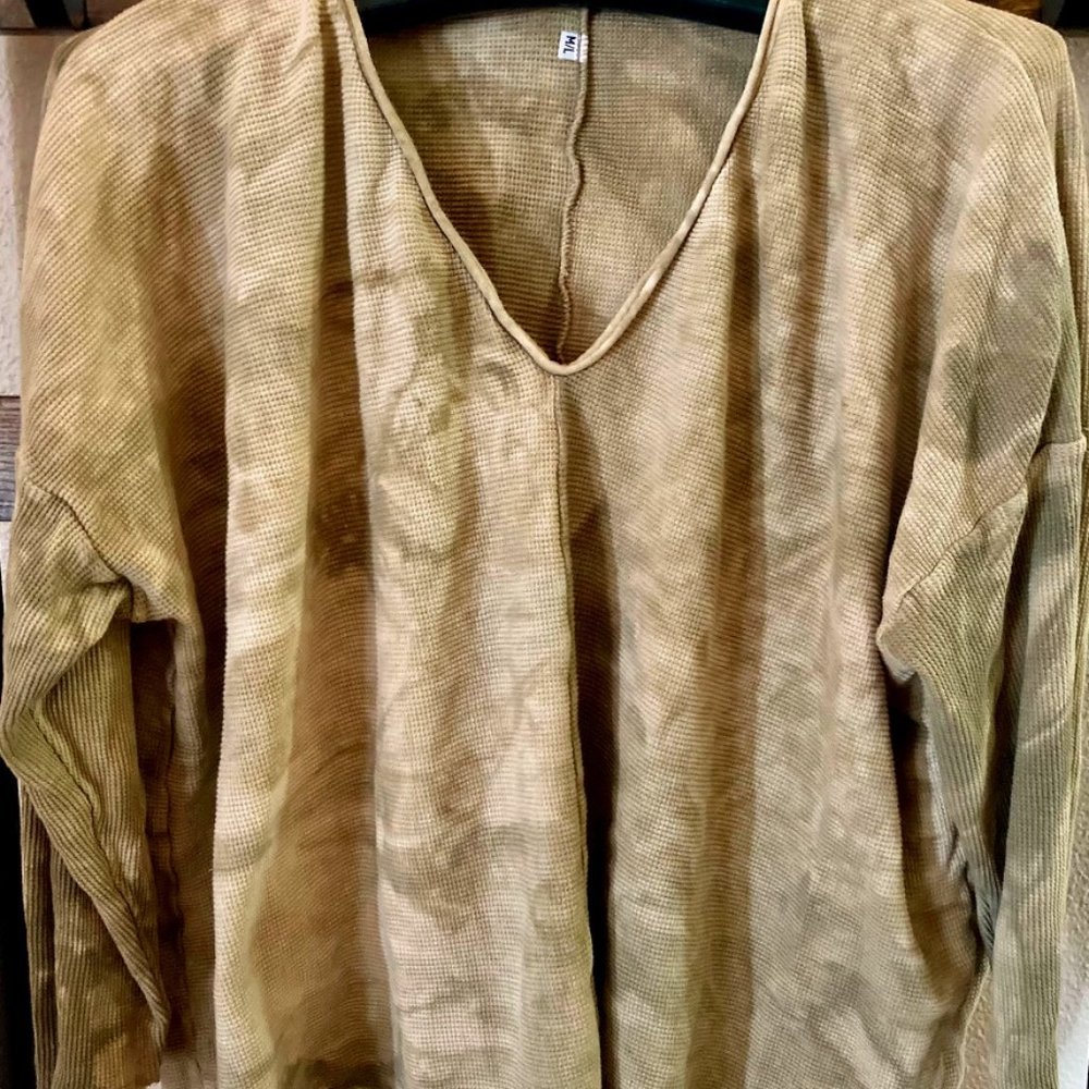 SINEW MOON PINCH OF GRACE OVERSIZED LONG SLEEVE TEE TOP LICHEN HEMP THERMAL M L